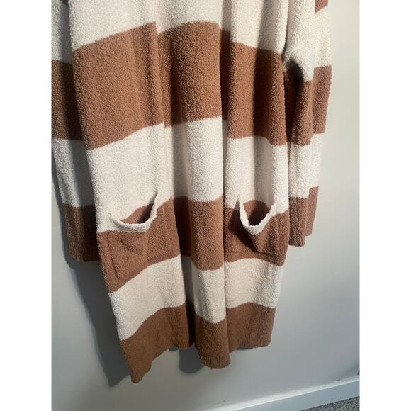 Thread‎ & Supply Tan and Cream Striped Teddy Longline Cardigan Size Large - Picture 7 of 12